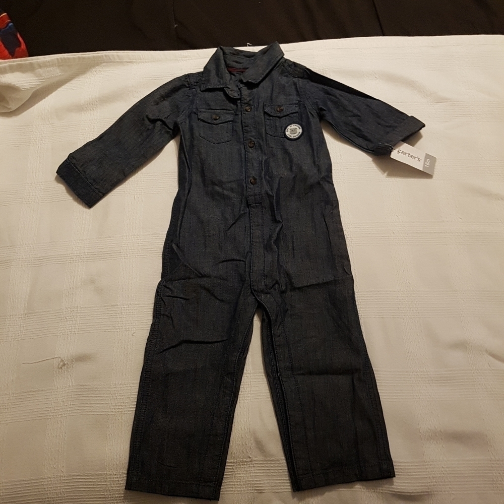 Carter's boys 18 months chambray romper, New